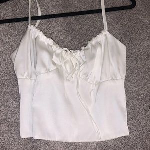 white satin tie up tank top